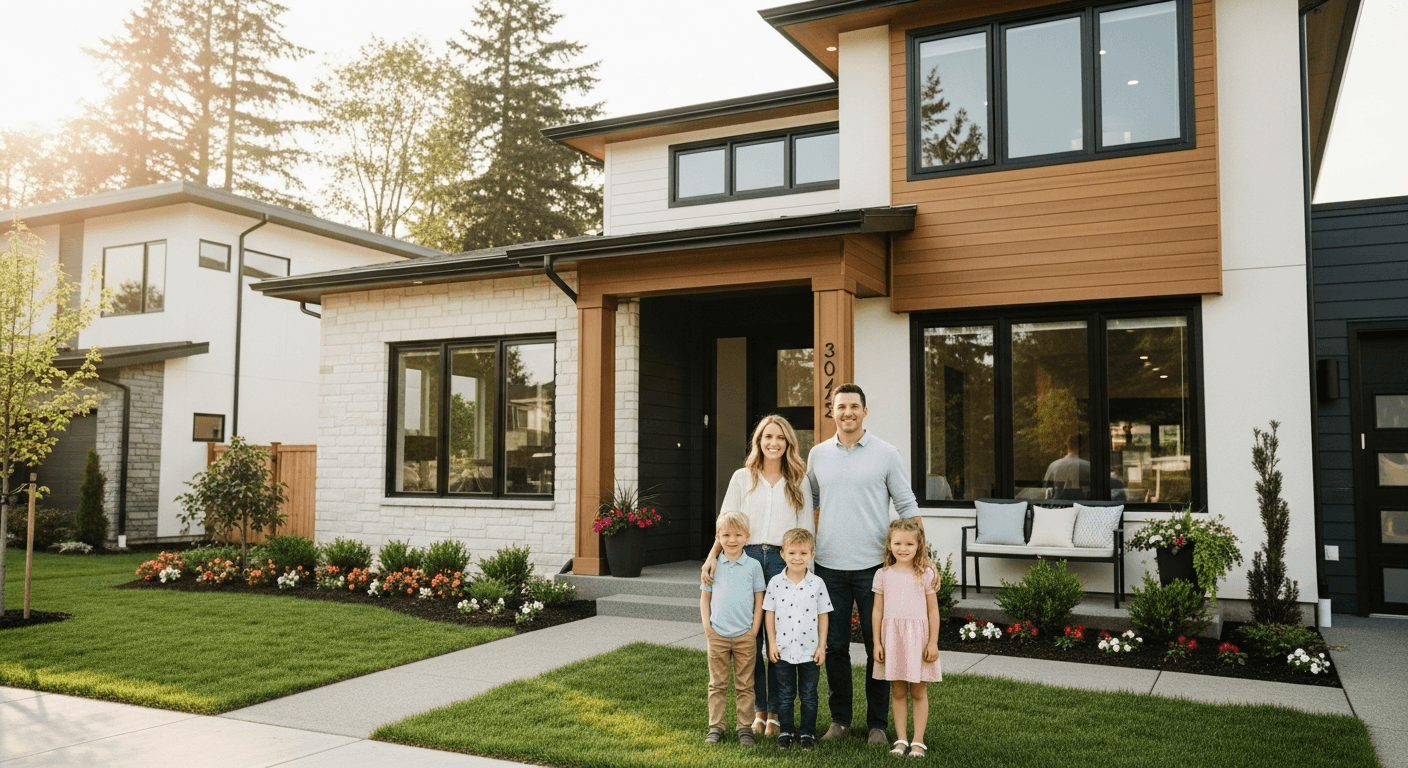 Homeowners in the kitchen of their new home